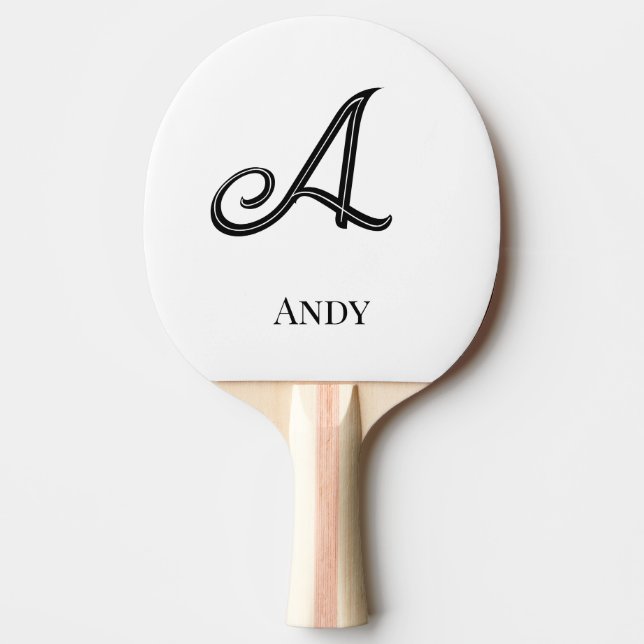 Raquete De Ping Pong Initial Personalized Elegant Monogram (Frente)