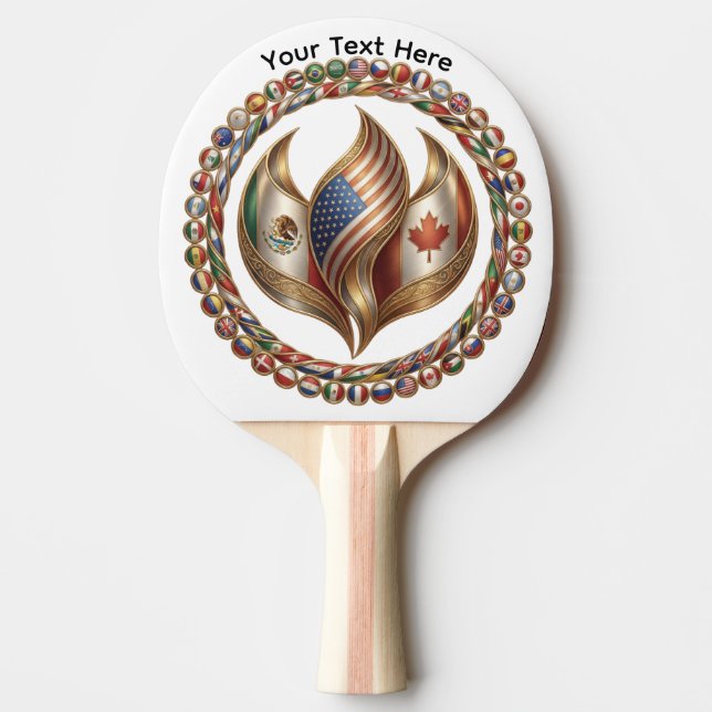 Raquete De Ping Pong International Unity Flame with World Flags Emblem  (Frente)