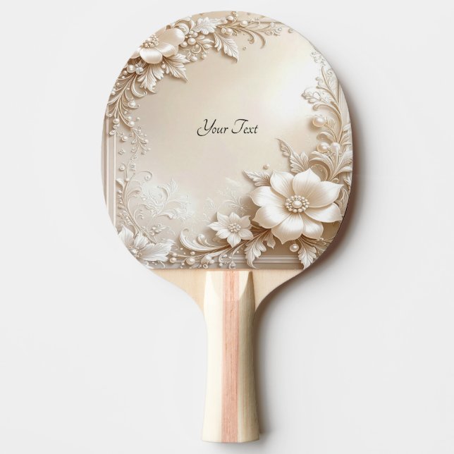 Raquete De Ping Pong Ivory Flowers Ping Pong Paddle (Frente)
