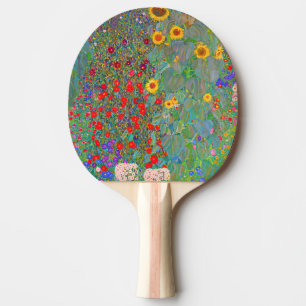 Raquete De Ping Pong Jardim de Fazenda de Gustav Klimt com girassóis