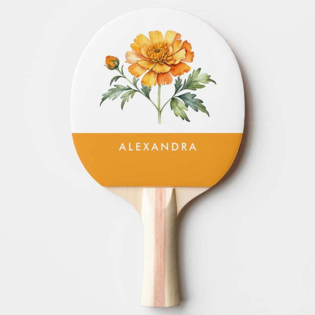 Raquete De Ping Pong Jardim de Flores de Marigold Personalizado (Frente)