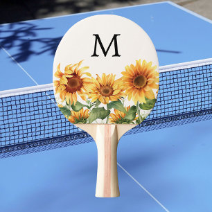 Raquete De Ping Pong Jardim de Girassóis Amarelos Rústicos Monogramados