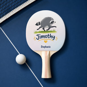Raquete De Ping Pong Jimothy Viral Guaxinim Camisa Divertida Vida Selva
