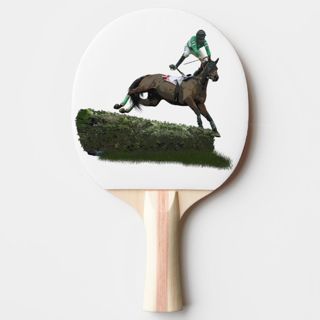 Raquete De Ping Pong Jockey Com Cavalo Pulando Em Pong Verde (Frente)