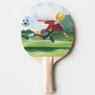 Raquete De Ping Pong Jogador de futebol batendo uma bola por Jay Throck