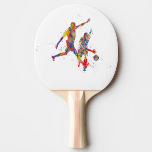 Raquete De Ping Pong Jogador de futebol na aquarela