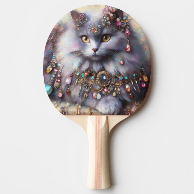 Raquete De Ping Pong Joias de Gatinho de Gato de Cabelo Longo, Nebelung (Frente)