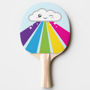 Raquete De Ping Pong Kawaii Cloud e Rainbow Ping Pong Paddle