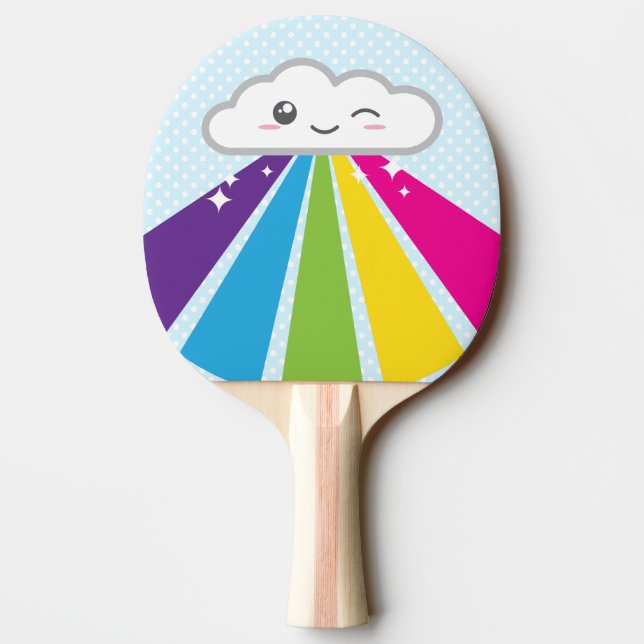 Raquete De Ping Pong Kawaii Cloud e Rainbow Ping Pong Paddle (Verso)