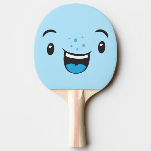Raquete De Ping Pong Kawaii Face Ping Pong Paddle Azul Sorria