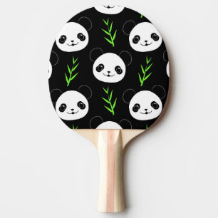 Raquete De Ping Pong Kawaii Panda Pattern Bamboo Em Verde Branco Negro