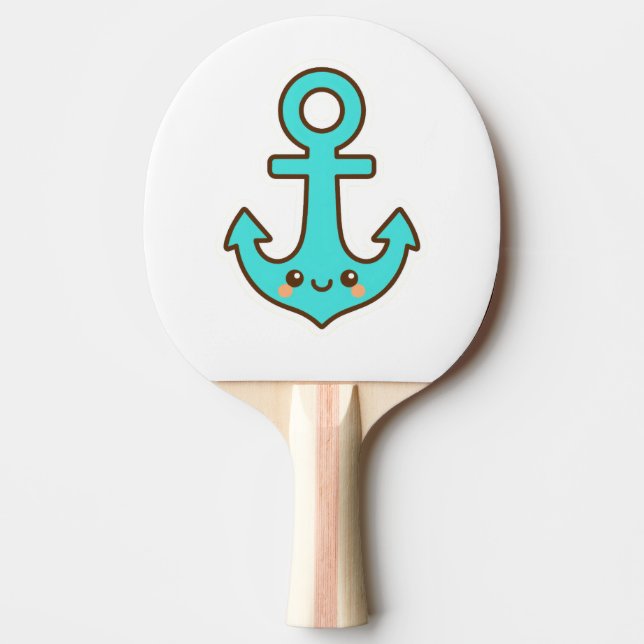 Raquete De Ping Pong Kawaii Turquoise Anchor - Whimsical & Cheerful (Frente)