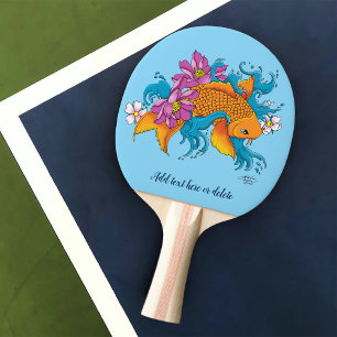 Raquete De Ping Pong Koi Fish Lotus Cherry Blossoms