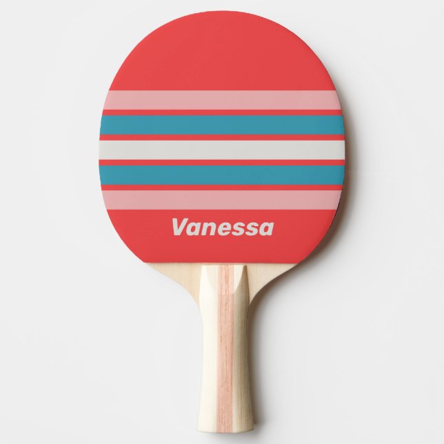 Raquete De Ping Pong Lábios Antigos com Listras e Nome (Frente)