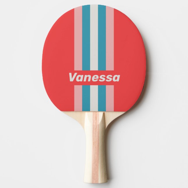 Raquete De Ping Pong Lábios Antigos com Nome em Listras (Frente)