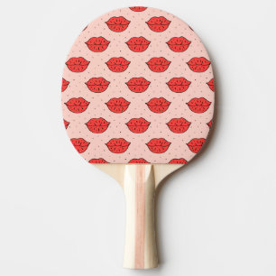 Raquete De Ping Pong Lábios de desenho: padrão de rabiscos feminista.
