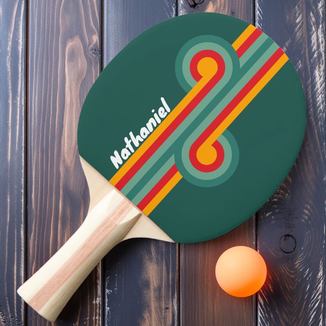 Raquete De Ping Pong Laço de Faixa Verde com Nome (Criador carregado)