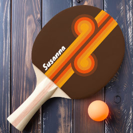 Raquete De Ping Pong Laço Retrô Marrom com Nome