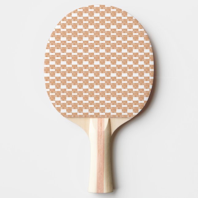 Raquete de Ping Pong Laranja & Branco Quadrada (Frente)