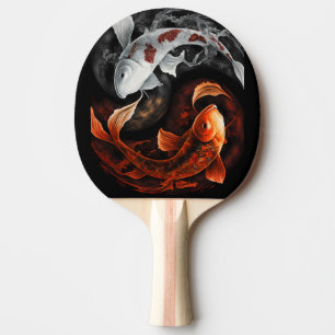 Raquete De Ping Pong Laranja E Branco Sortudo Peixe Koi Arte Japão