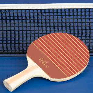 Raquete De Ping Pong Laranja e Sobrenome Dourado queimados