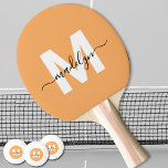 Raquete De Ping Pong Laranja Monograma<br><div class="desc">Crie Seu Próprio Monograma Personalizado de Nome em Letra Elegante Laranja em uma Raquete de Ping Pong. Esta raquete elegante apresenta um monograma limpo na frente com uma inicial branca plana contra um fundo laranja quente, combinado com um nome em letra cursiva preta clássica para um toque pessoal. A parte...</div>