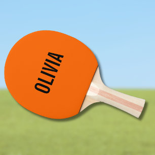 Raquete De Ping Pong Laranja Pôr do Sol Moderno Nome   Minimalista Mode