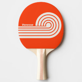 Raquete De Ping Pong Laranja Pôr do Sol Retro com Listras Duplas Ondula