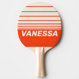 Raquete De Ping Pong Laranja Pôr do Sol Retro com Três Listras no Horiz