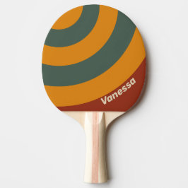 Raquete De Ping Pong Laranja Retro com Faixa de Círculo de Ferrugem e N