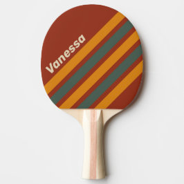 Raquete De Ping Pong Laranja Retrô com Faixas Angulares de Ferrugem e N