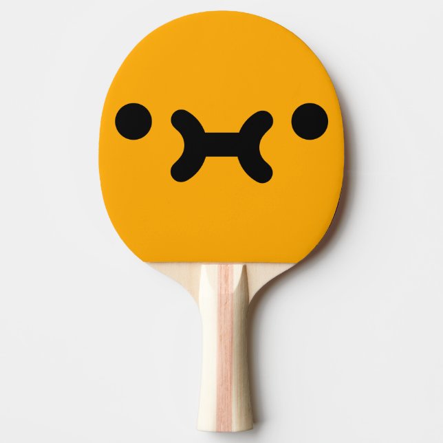Raquete De Ping Pong Laranja Rosto Emburrado Fofo (Frente)