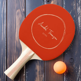 Raquete De Ping Pong Laranja Sangue Moderna de Meados do Século com Nom