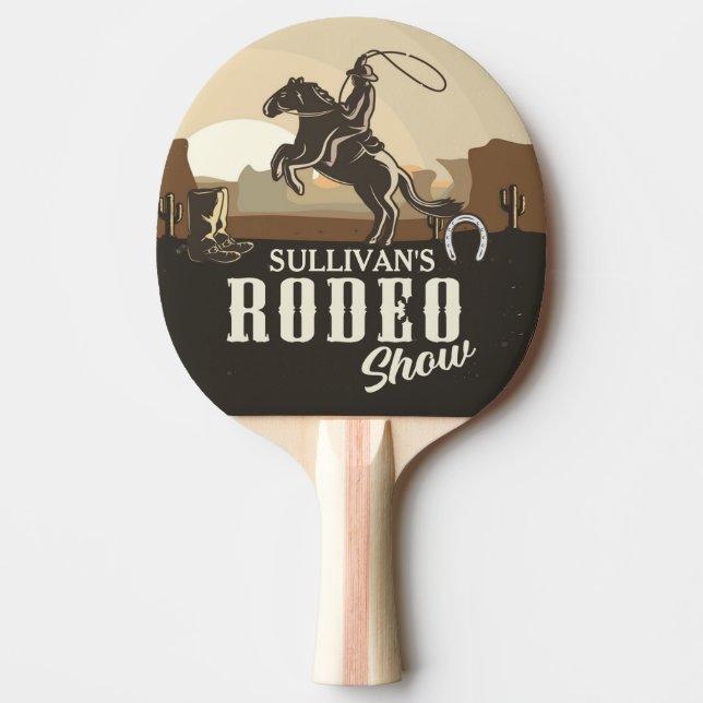 Raquete De Ping Pong Lasso Roundup ADD NAME Western Rodeo Show (Frente)