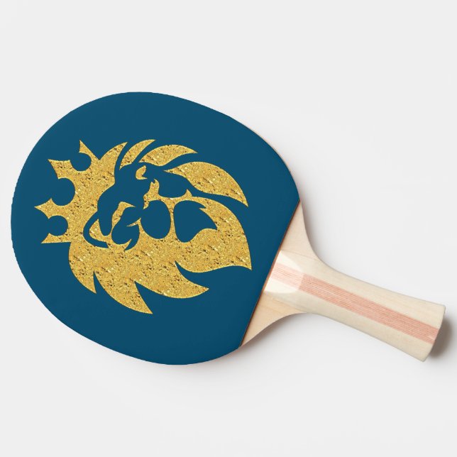 Raquete De Ping Pong Leão Com Coroa - Estilo Dourado 1 (Lateral)