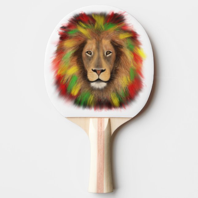 Raquete De Ping Pong Leão de rasto vermelho-amarelo, desenho da Jamaica (Frente)