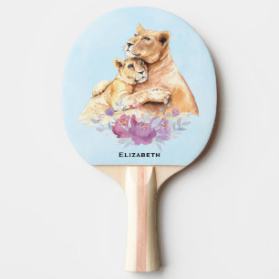 Raquete De Ping Pong Leão e Cubo Mãe de Cor de Água Cuja Cama É