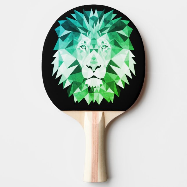 Raquete De Ping Pong Leão Geométrico Verde (Frente)