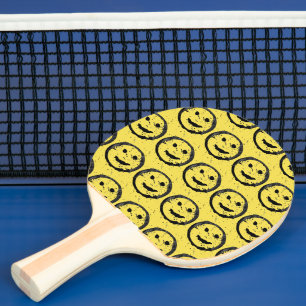Raquete De Ping Pong Legal Sleep Happy Smiling padrão facial amarelo