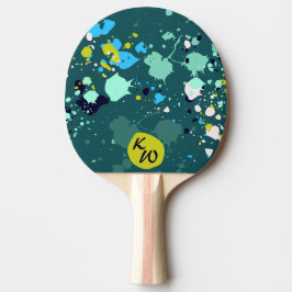 Raquete De Ping Pong Legal Splatter de Tinta Verde Inicial