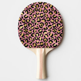 Raquete De Ping Pong Leopard Series Design 15 rosa e Dourada