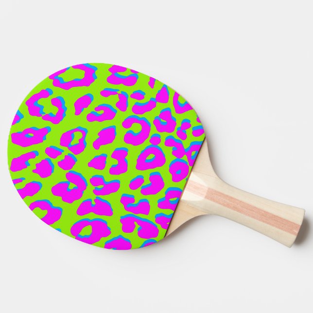 Raquete De Ping Pong Leopardo - Impressão Cor-de-Rosa Verde (Lateral)