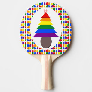 Raquete De Ping Pong Lésbicas Árvore de Natal Rainbow e Presentes