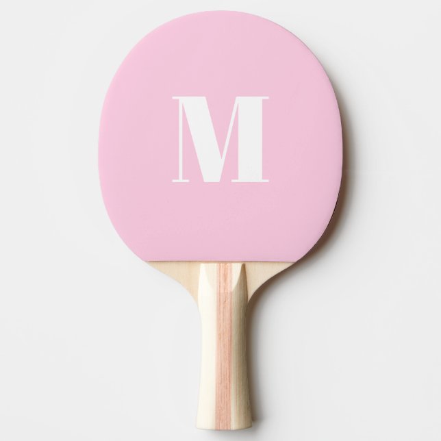 Raquete De Ping Pong Letra inicial personalizada da rosa claro monográf (Frente)