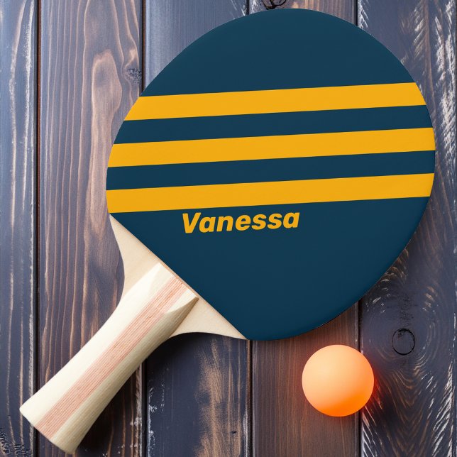 Raquete De Ping Pong Lida Retroativa Três Listras com Nome (Criador carregado)