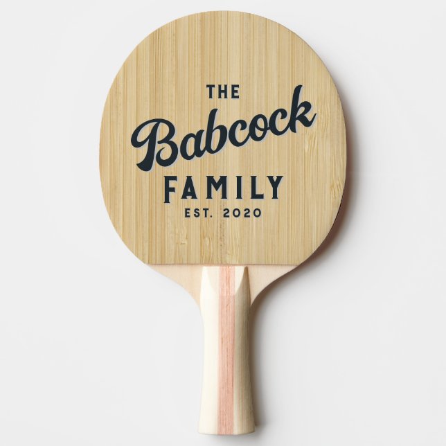 Raquete De Ping Pong Light Bamboo Retro Family Name & Year (Frente)