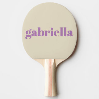 Raquete De Ping Pong Lilac e Beige Bold Typografia Nome Personalizado