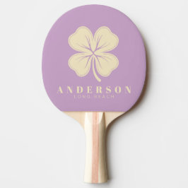 Raquete De Ping Pong Lilás de Verão Meados do Século Trevo de Quatro Fo