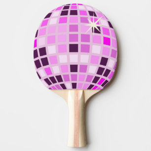 Raquete De Ping Pong Lilás Rosa Púrpura Retro Moderna Bola de Disco Ros