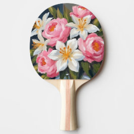 Raquete De Ping Pong Lily and Rose Bouquet | Floral Watercolor Vase